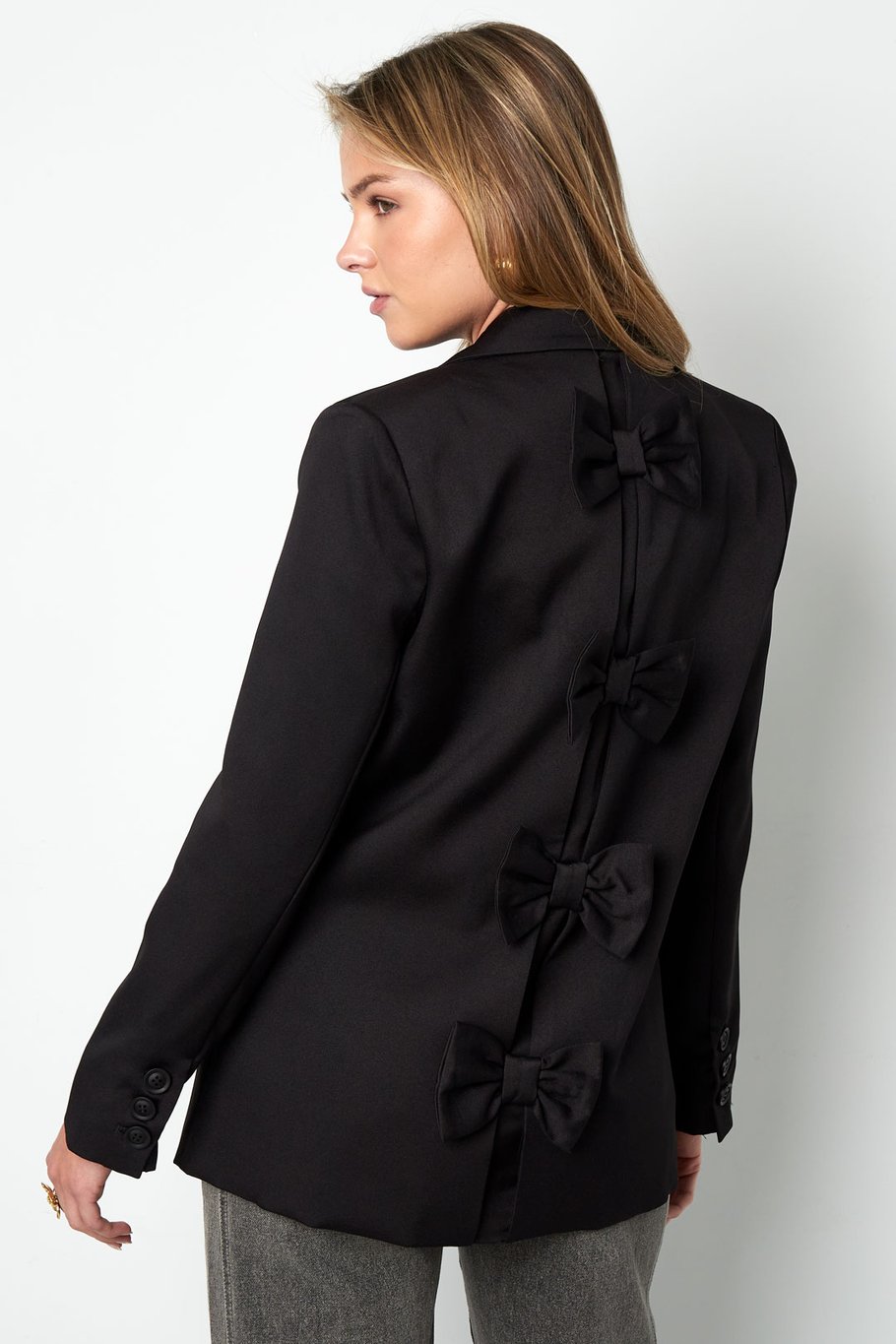 Blazer mit Schleife - Schwarz Bild3